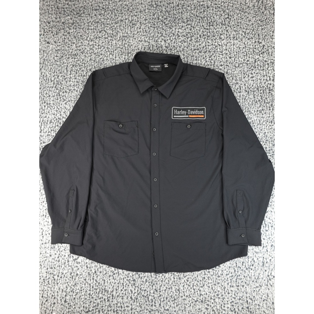 Harley-Davidson Button Up Shirt Mens 3XL Black Excellent Vented Back Performance